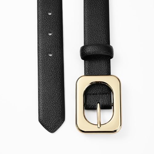 Black Belt for Women with Square Gold Buckle Elegant Black Ladies Belt Fashionable Women's Waist Belt for Jeans3