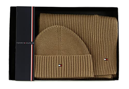 Tommy Hilfiger Herren Geschenk-Set Winterset Mütze & Schal, Braun...