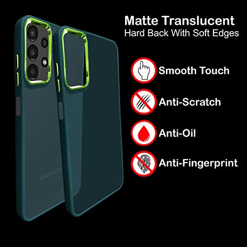 Image of A rtistque Frosted Translucent Back Cover Case for Samsung Galaxy A23 4G / A23 5G | Electroplated Chrome Ring | Raised Camera Edges for Protection | Smooth Sides TPU - Green