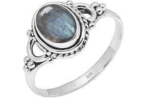 Sterling Silver 925 Celtic Ring: Labradorite Stone Ring Statement Ring
