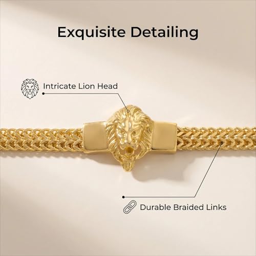 Pulsera de acero inoxidable cabeza de león para hombre miniatura 2