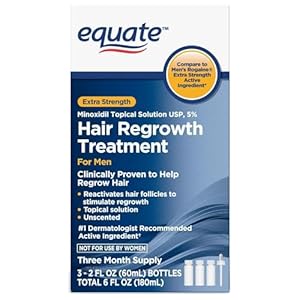 Generic Equate Hair Regrowth Treatment for Men, Extra Strength, 3 Month Supply, 2 oz Bottles, 3 Count – Effective Thinning Hair Solution