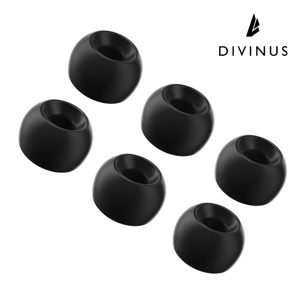 Divinus - Cuscinetti in silicone a foro largo in velluto per ugello da 4-6 mm, punte sostituibili IEM per auricolari con qualità del suono e comfort migliorati (dimensioni standard (5 paia)