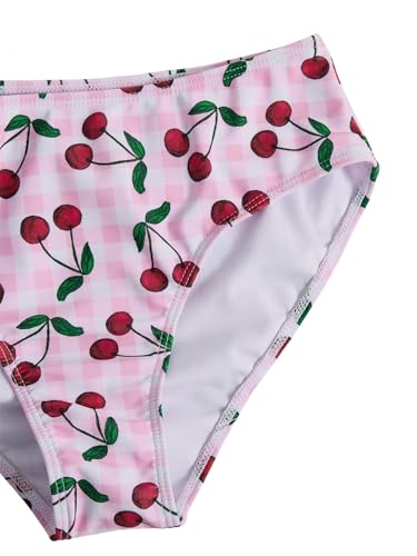 Image of Floerns Girl's 3 Piece Swimsuit Cherry Print Cute Bikini Set with Cover Up Skirt