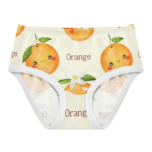 Cotton Toddler Girls Underwear Cute Orange Fruits Beige Panties for Girl Funny Underpants Briefs 2t