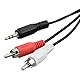 ecabo 10034 Stereo-Kabel 3,5mm Klinke auf 2 x Cinch – Cinch Stecker RCA (rot/weiß) auf 3,5mm Klinken Stecker – Y-Kabel – für Hi-Fi, Stereo-Anlagen, Receiver, Audiogeräte, 1,50m, schwarz
