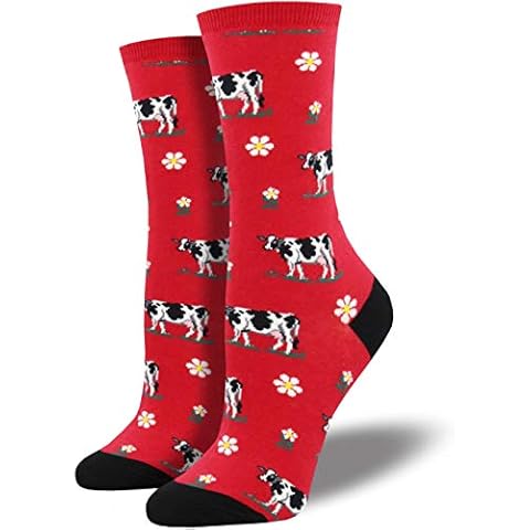 Womens bright Red 'Legendairy' Dairy Cow design socks by Socksmith One Size Cow lover gift stocking filler Cover
