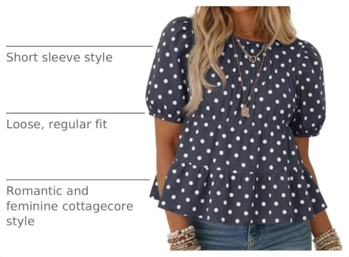 Image of Tankaneo Womens Puff Sleeve Peplum Babydoll Tops Summer T-Shirts Blouse