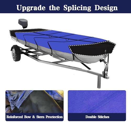 Jon Boat Covers 12ft Heavy Duty Waterproof 420D Marine Grade UV Resistant, Fits 12ft Long and Beam Width up to 56 inches, Blue (10-12FT) by ZalerDisk - Image 4