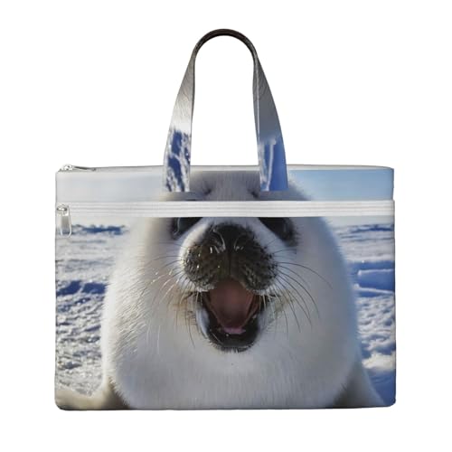 Hnnkloy Sattelrobben-Malerei Tapete, Canvas-Dokumententasche mit Reißverschluss, Aktentasche, Handtasche, Aktentasche für