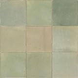 TileHQ Zellige 4' x 4' Ceramic Wall Tile in Glossy Salvia (7.98 SQFT per Carton) (76 PC per Carton)