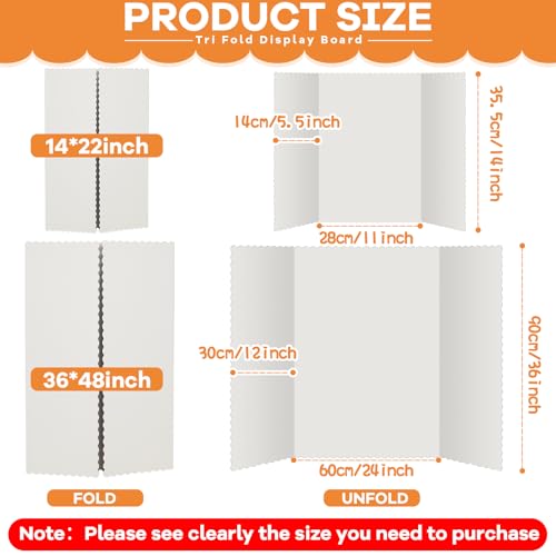 Image of Henoyso 12 Pcs 14 x 22 Inch White Trifold Poster Board Large Tri Fold Presentation White Display Board Foldable Paperboard for Science Fair School Business Project Exhibition