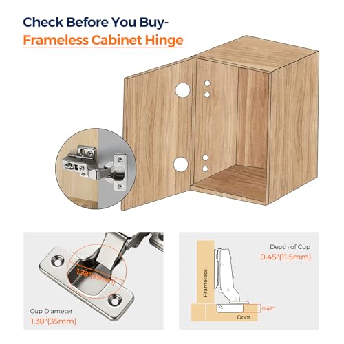 Ravinte 10 Pack 5 Pairs European Kitchen Cabinet Hinges Soft Close Half Overlay Cabinet Door Hinges Heavy-Duty Frameless Adjustable Concealed Cabinet Cup Hinge by Ravinte - Image 5