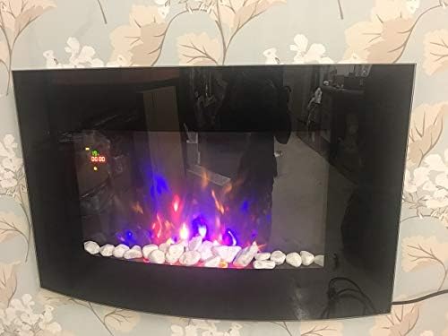 TRUFLAME WALL MOUNTED ELECTRIC FIRES FIRE FIREPLACE CURVED GLASS PEBBLES EFFECT FLAME NEW!