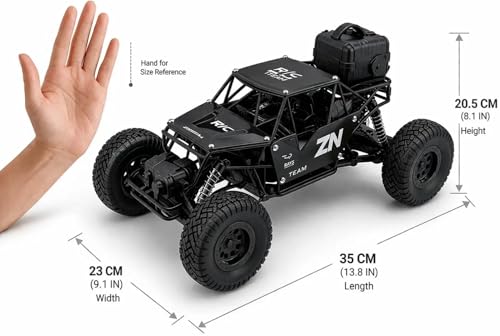 Image of Rock Master 4WD Remote Control Monster Truck | RC Rock Crawler for Kids with Smoke Effect | 2.4GHz High-Speed Control, Off-Road Suspension, LED Lights | Type-C Rechargeable Car
