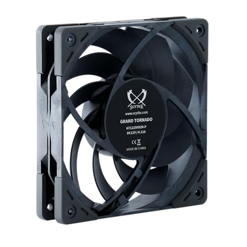 Scythe Grand Tornado 120 PWN Full-LCP Made Industry-Level Low-Noise Quiet Computer Case Fan, 120mm x 25mm, Magnetic Fluid Dynamic Bearing, 4-Pin Connector (3000RPM, 1) 3