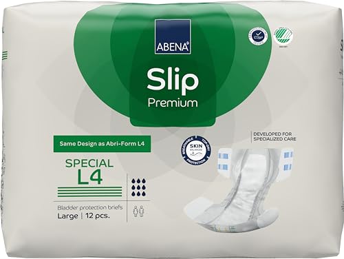 Image of Abena Classic Design Adult Diapers, Slip Special Premium Incontinence Briefs, Heavy Absorbency, Level 4, Large, 12 Count