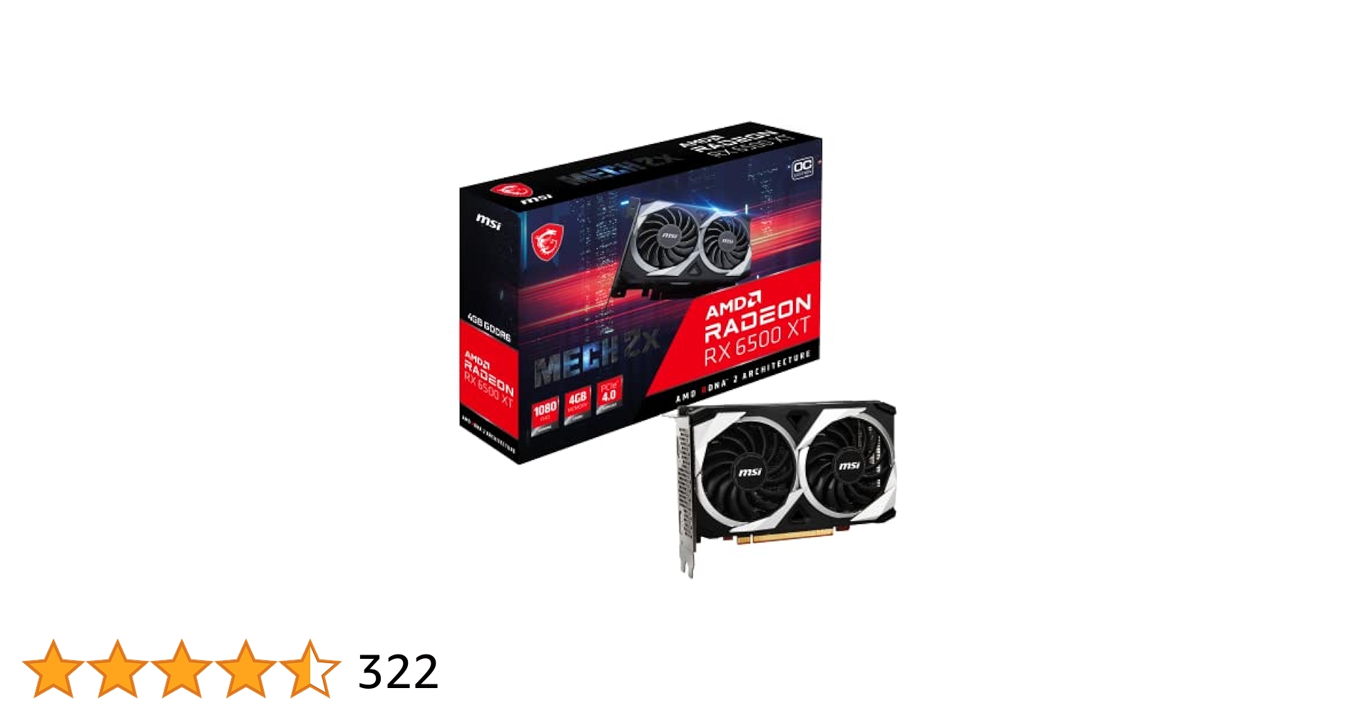ビデオカード msi Radeon RX 6500 XT MECH 2X 4G OC グラフィックカード