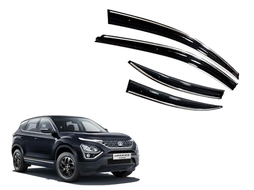 Image of CAR SAAZ Chrome Line Door Visor for Harrier(2019-2023)(Set of 4Pcs) | Rain Guard | Wind Deflector