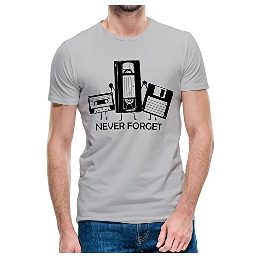 Herr Never Forget T-shirt Old Media IT topp roligt skämt födelsedag t-shirt liten till 5xl (sportgrå, 4XL)
