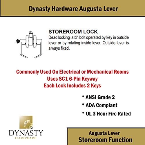 Dynasty Hardware Aug-05-26D Grade 2 Commercial Duty Storeroom Function Keyed Lever Lockset, Ada, Satin Chrome Finish #TOP2