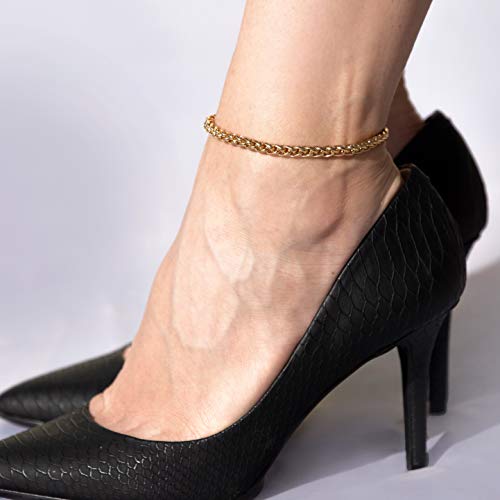 Lifetime Jewelry Ponytail Anklet For Women Girls And Teen 24K Real Gold Plated (9, Width: 5Mm) #TOP3