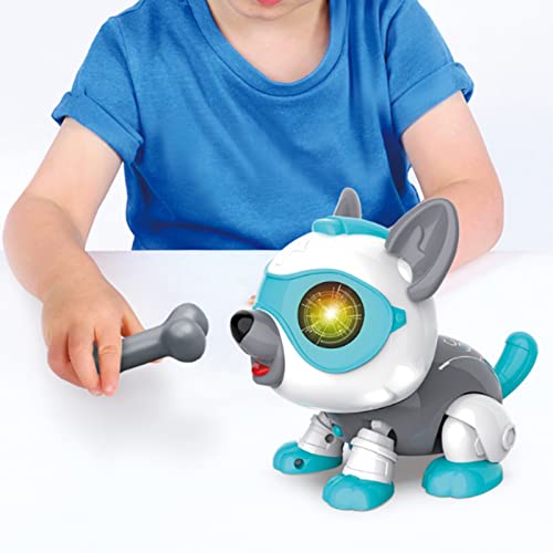 cdar Robot Dog Toy, DIY Electronics Pet Dog ï¼Educational Interactive Toys for Old Girls Boys,Electronics Smart Puppy Pet with Light Flashing Eye & Touch Control Blue
