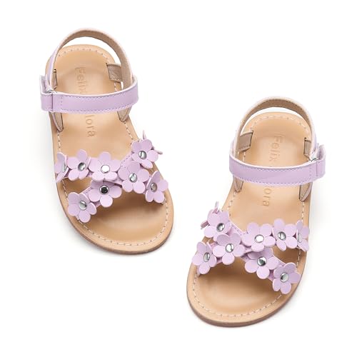 Image of Felix & Flora Toddler Girl Sandals -Flower Girl Dress Shoes Open Toe Little Kid Flats