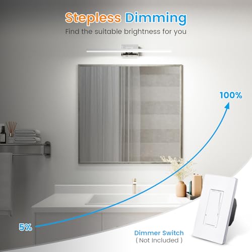 Image of VOLISUN Modern Bathroom Vanity Light 31.5 inch, Rotatable, 18W Dimmable 5CCT Led Bathroom Light Fixture Over Mirror, Chrome Vanity Light for Bathroom Mirror Cabinets-ETL Certificated