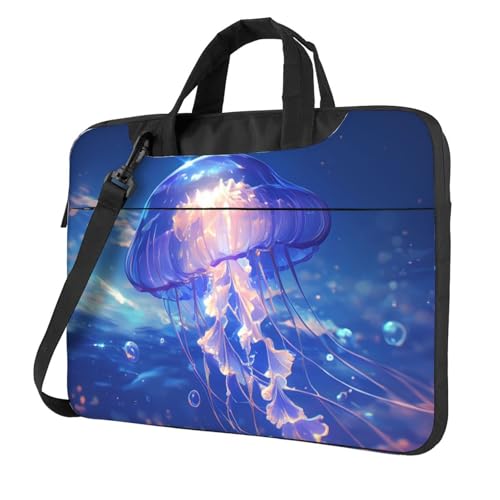 Housse ordinateur bandoulière motif méduses anti-rayures pour portable 14 pouces