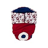 Barkertime Happy Paws on Red Waterproof Premium Dog Diaper, XS, Without Tail Hole - Made in USA