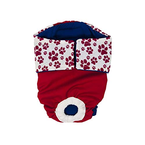 Barkertime Happy Paws On Red Waterproof Premium Dog Diaper, Xs, Without Tail Hole - Made In Usa #TOP4