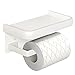 Toilettenpapierhalter Ohne Bohren mit Ablage, Valdivia klopapierhalter Aluminiumlegierung WC Rollenhalter Wandhalterung klorollenhalter wc Papier Halterung für Küche und Badzimmer-weiß