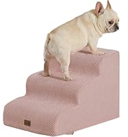 Made4Pets Dog Stairs Ramp for Small Dogs 15.7" H, 3-Step Dog Steps for Bed Couch Sofa and Chair, 35D Foam Pet Steps for Small Dogs and Cats, Non-Slip Bottom Pet Stairs, Pink