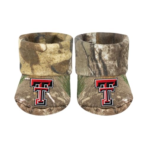 Creative Knitwear College Baby NCAA Officially Licensed Baby Bootie Sock - Texas Tech Red Raiders Logo - Camo - Newborn - 6 Months