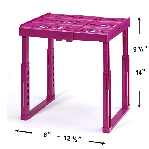 Image of Locker Shelf. Adjustable Height 9 3 /4 inch to 14 inch and Width 8 inch to 12 1 /2 inch. Stackable and Heavy Duty. Holds 40 lbs. per Shelf (Single, Magenta)