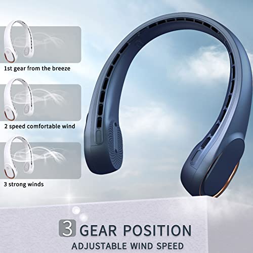 Neck Fan, Portable Fan Around Neck, 4000 Mah Battery Operated Wearable Personal Fan With Usb Rechargeable, 3 Wind Speed, Fast Cooling, Ultra Quiet, Bladeless, Headphone Design For Travel, Men Women #TOP2