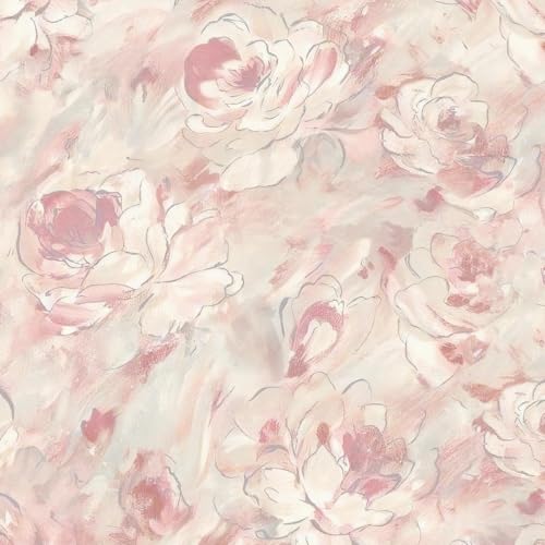 Hopepak Pink Peony Peel and Stick Wallpaper, 17.3" x 197"
