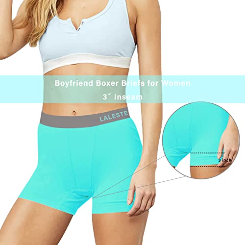 Image of LALESTE Women Cotton Boxer Briefs 3 inch Inseam Boy Shorts Underwear Anti Chafing Shorts 5 Pack