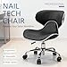 Lessmore Black Swivel & Adjustable Pedicure Stool - Ergonomic Nail tech Chair for Salon Professionals, Comfortable Pedicure Chair with Smooth Rotation