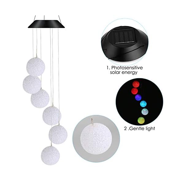 iFCOW Solarbetriebener geführter wasserdichter Ball/Kolibri des Windglockenspiels der geführten Windglockenspiel für… – Bild 4