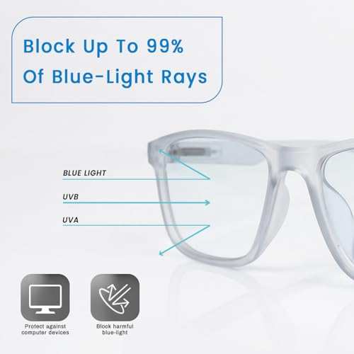 Image of UV Protection Glasses Blue Cut Blocking Harmful Rays Glasses for Men & Women Zero Power Computer Specs Eye Protection Lightweight Frame with Case & Cleaning Cloth