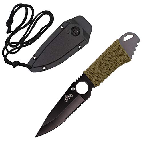 Master Usa 7” Tactical Military Boot Or Neck Knife | Fine And Serrated Combination Edge | Fixed Blade Full Tang | Hard Locking Sheath With Paracord Neck Lanyard And Boot/Belt Clip | Combat Survival #TOP15
