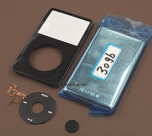 Full Kit Black Housing Repair Replacement Front Faceplate Metal Back Case Cover Clickwheel for iPod 5th Gen. Video 30GB