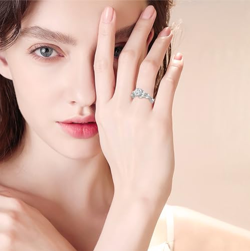 Personalized Flower Ring 10K/14K/18K Solid Gold/Sterling Silver Moissanite Personalized Name Ring Customized Engagement Wedding Promise Ring Jewelry Gift for Women2