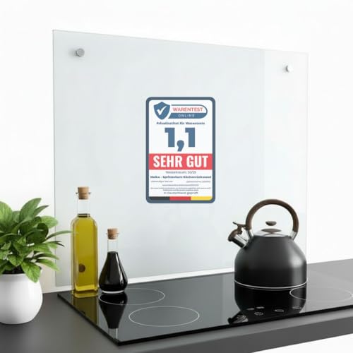Melko - Spritzschutz Küchenrückwand aus 6 mm ESG-Sicherheitsglas - Anti-spritz Herdblende für...