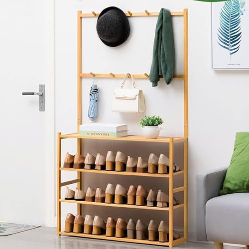 Mesa para sala de estar con perchero recibidor de bambú ideal para organizar entradas pequeñas 6