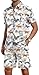 YTD Men's Hawaiian Short Sleeve Shirt Aloha Print Casual Beach Shirts 2 Piece Short Set Summer Fashion Outfits L White Leopard