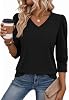 Blusa de manga 3/4, cuello V, elegante y casual para mujer 4