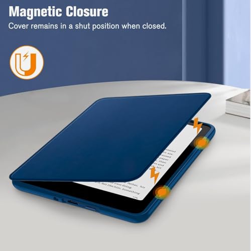 Image of MOCA Case for 7 Inch Kindle Paperwhite 12th Gen 2024 and Signature Edition, Slim Shockproof Clear Back Cover, Auto Sleep /Wake Protective Case (Navy Blue)